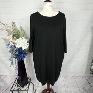 👗 |•A NEW DAY•| Basic Black 3/4 Sleeve Shift Dress XXL
